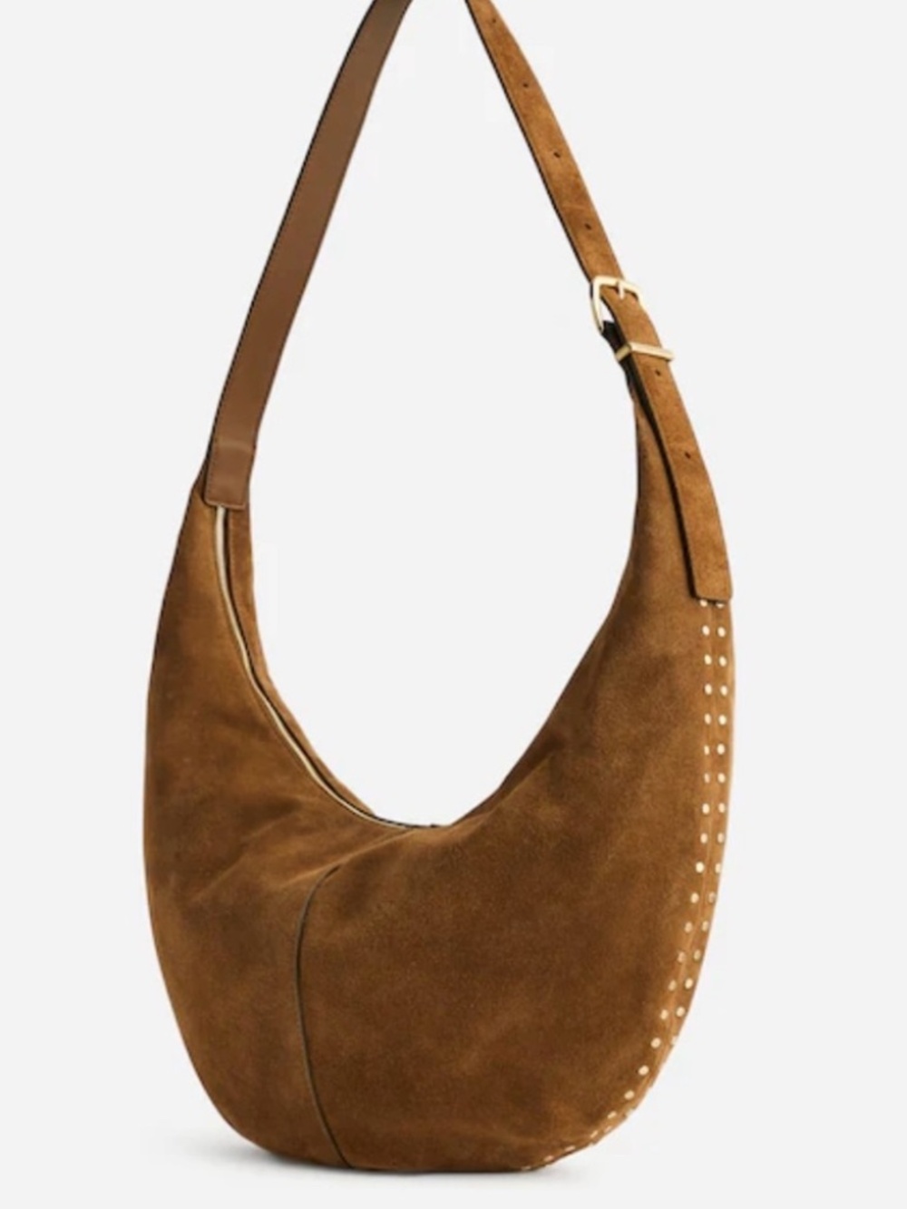 Madewell The Essential Curve Stud Suede Bag Sling Bag Tan Brown